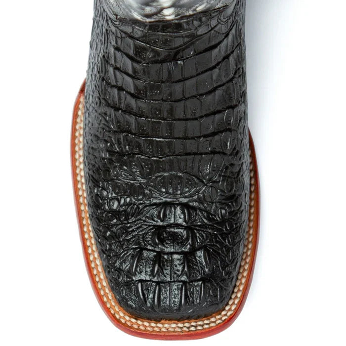 Men's Ferrini Caiman Crocodile Print Boots Handcrafted Black 4039304 - D