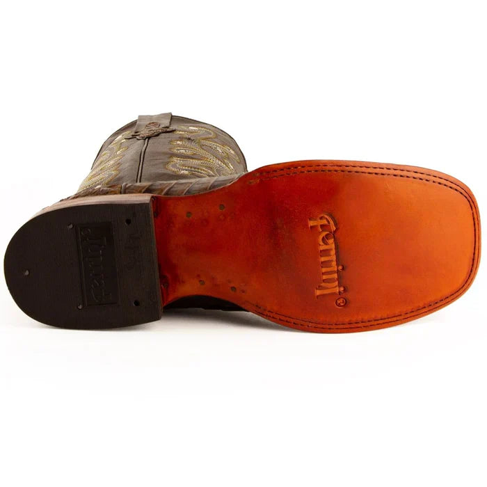 Men's Ferrini Caiman Crocodile Print Boots Handcrafted Rust 4039323 - 8D