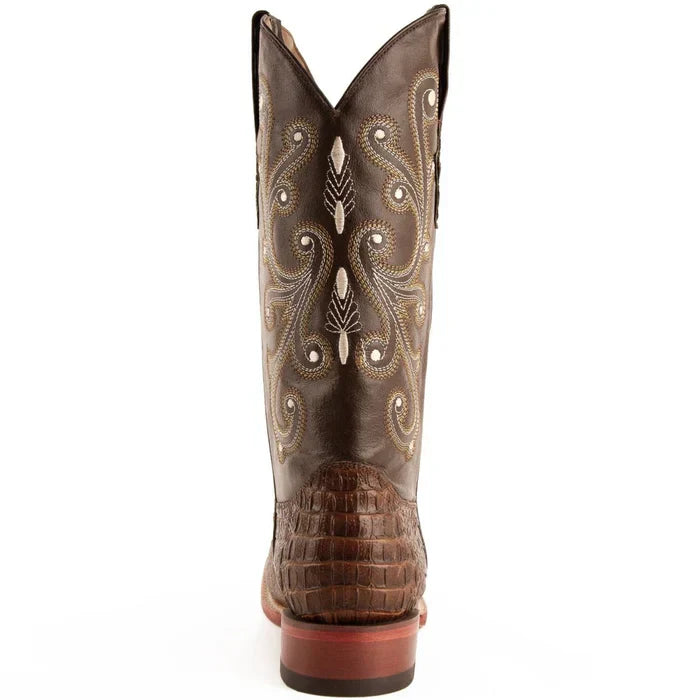 Men's Ferrini Caiman Crocodile Print Boots Handcrafted Rust - 8