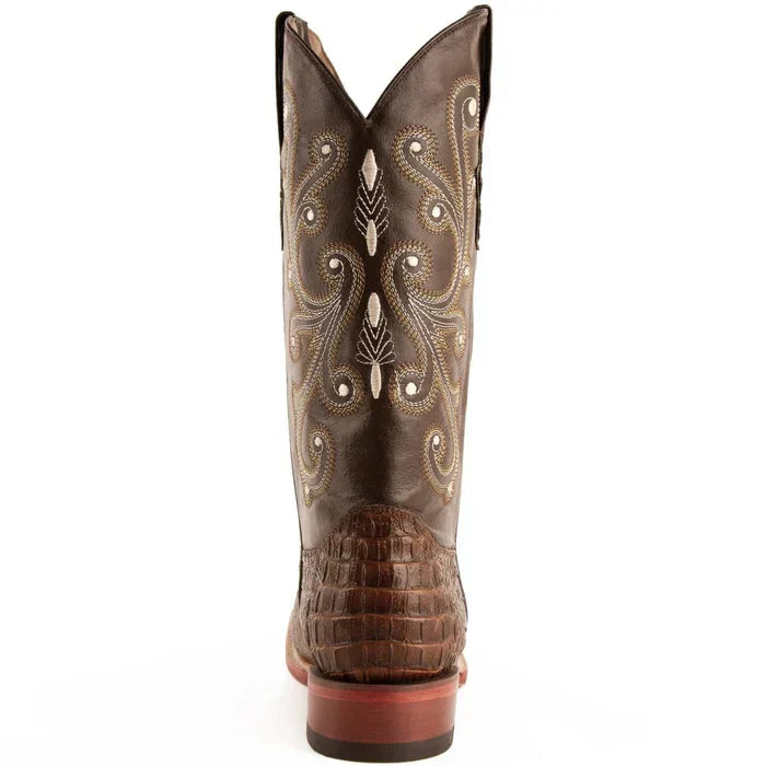 Men's Ferrini Caiman Crocodile Print Boots Handcrafted Rust 4039323 - 8D