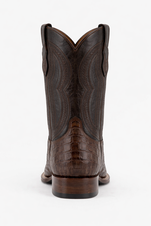 Men's Ferrini Dakota Hornback Caiman Cowboy Boots - Square Toe Brown Leather Western Dress Boots-New Designer Collection