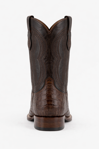Men's Ferrini Dakota Hornback Caiman Cowboy Boots - Square Toe Brown Leather Western Dress Boots-New Designer Collection