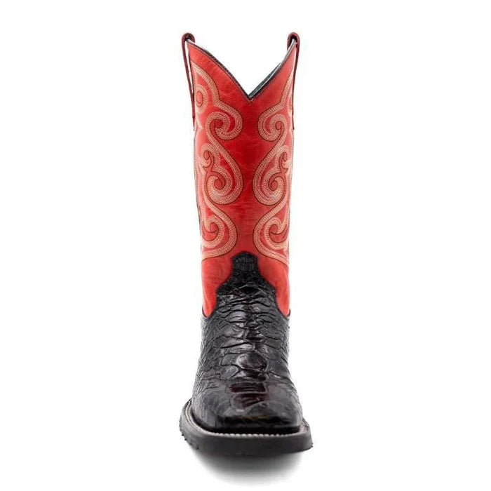 Men's Ferrini Kai Sea Turtle Print Boots Handcrafted Black - 8