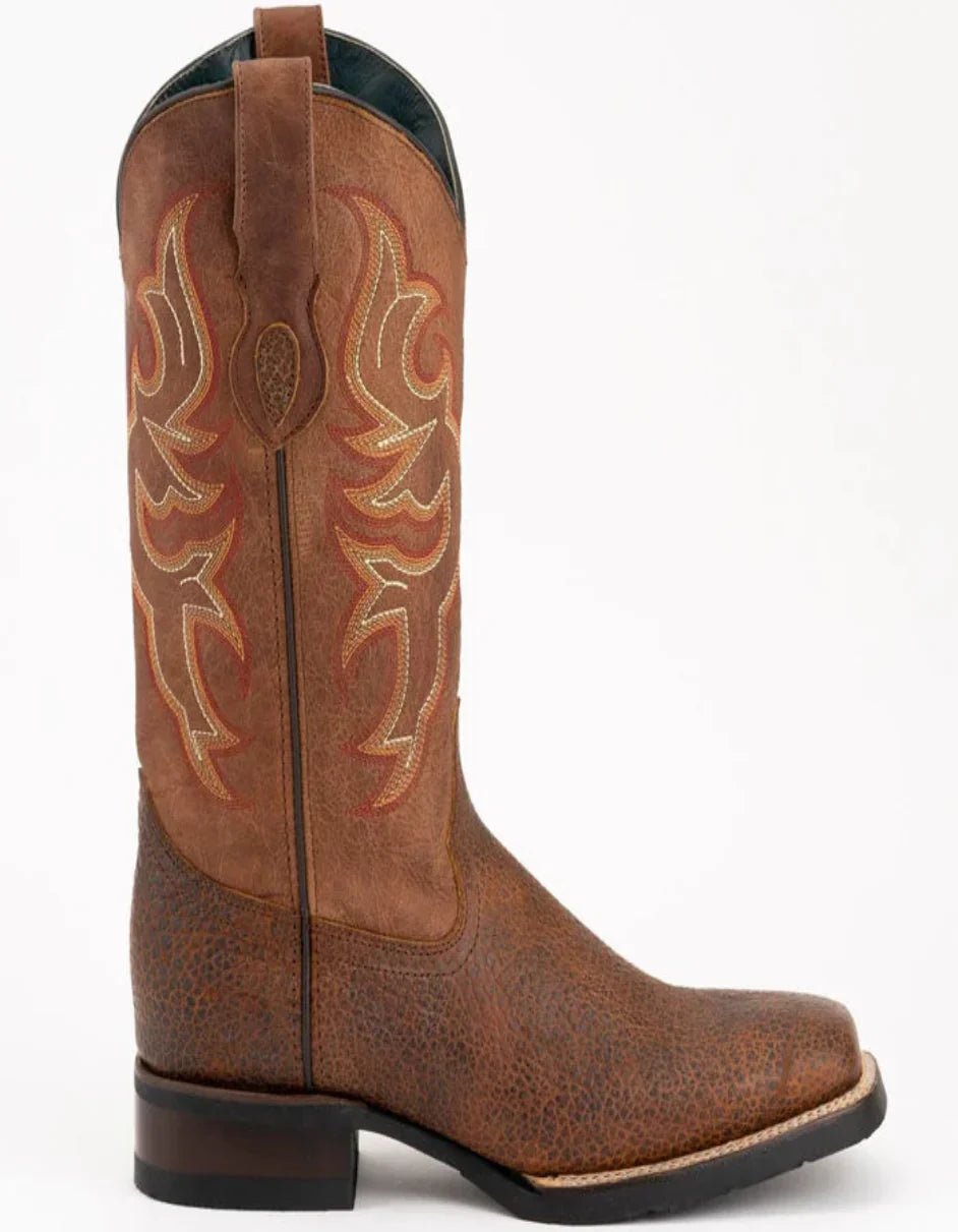 Men's Ferrini Toro Leather Boots Handcrafted Brandy - 8D