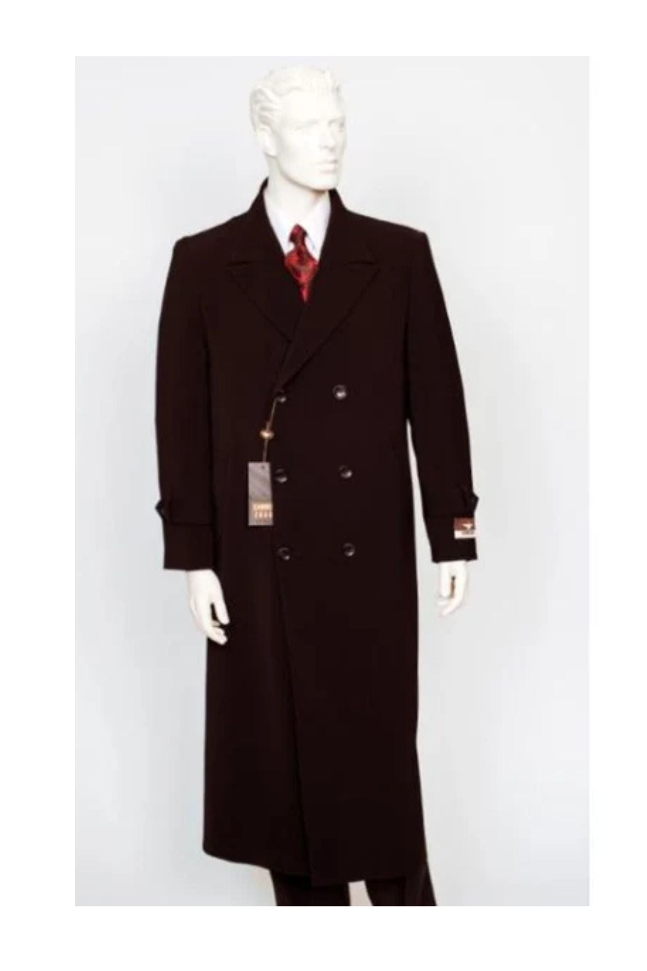 Mens Full Length Duster Maxi Brown Overcoat - Long Brown Coat - Dark Brown Top coat - Coat Size 38