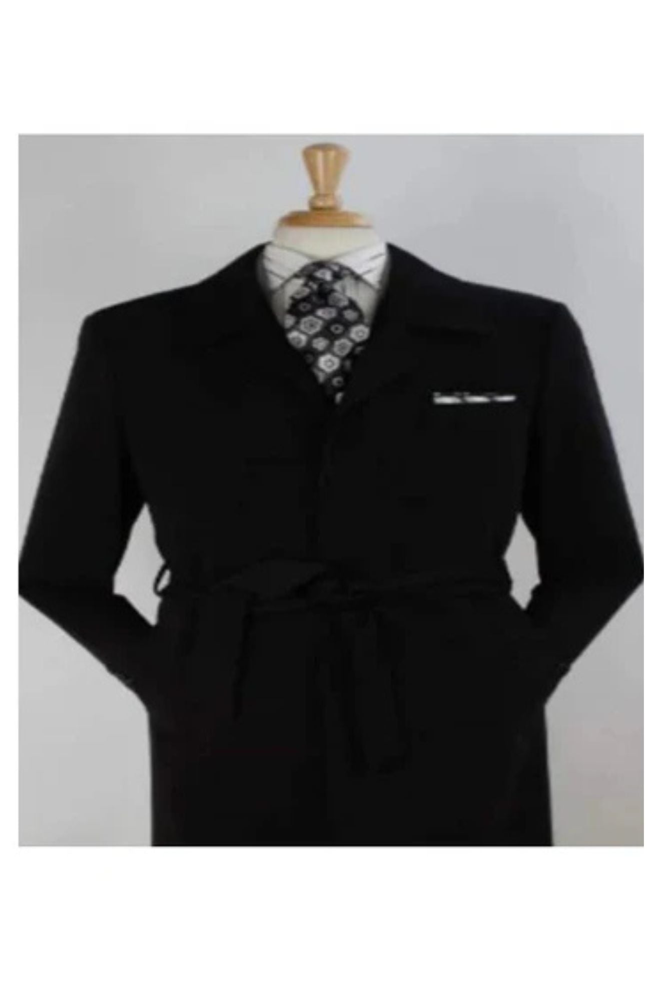 Mens Full Length Length Top Coat - Black