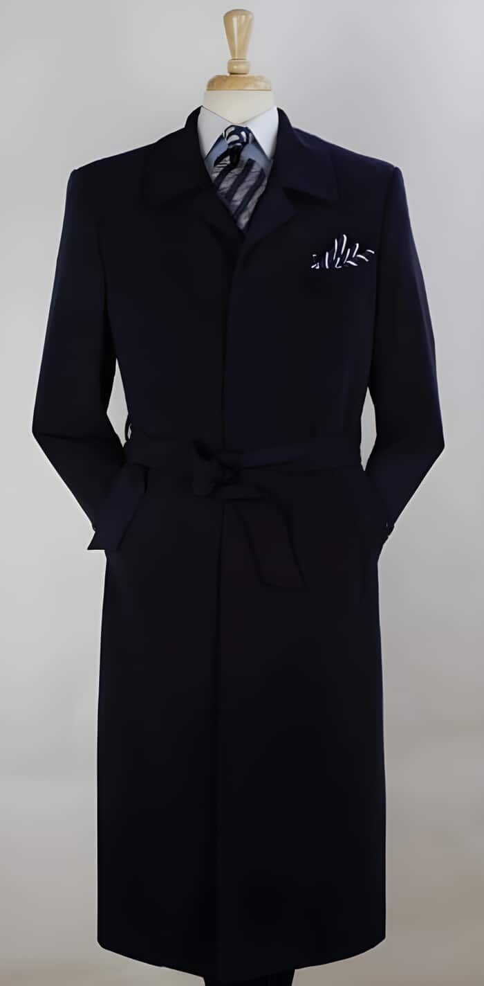 Mens Full Length Length Top Coat - Navy