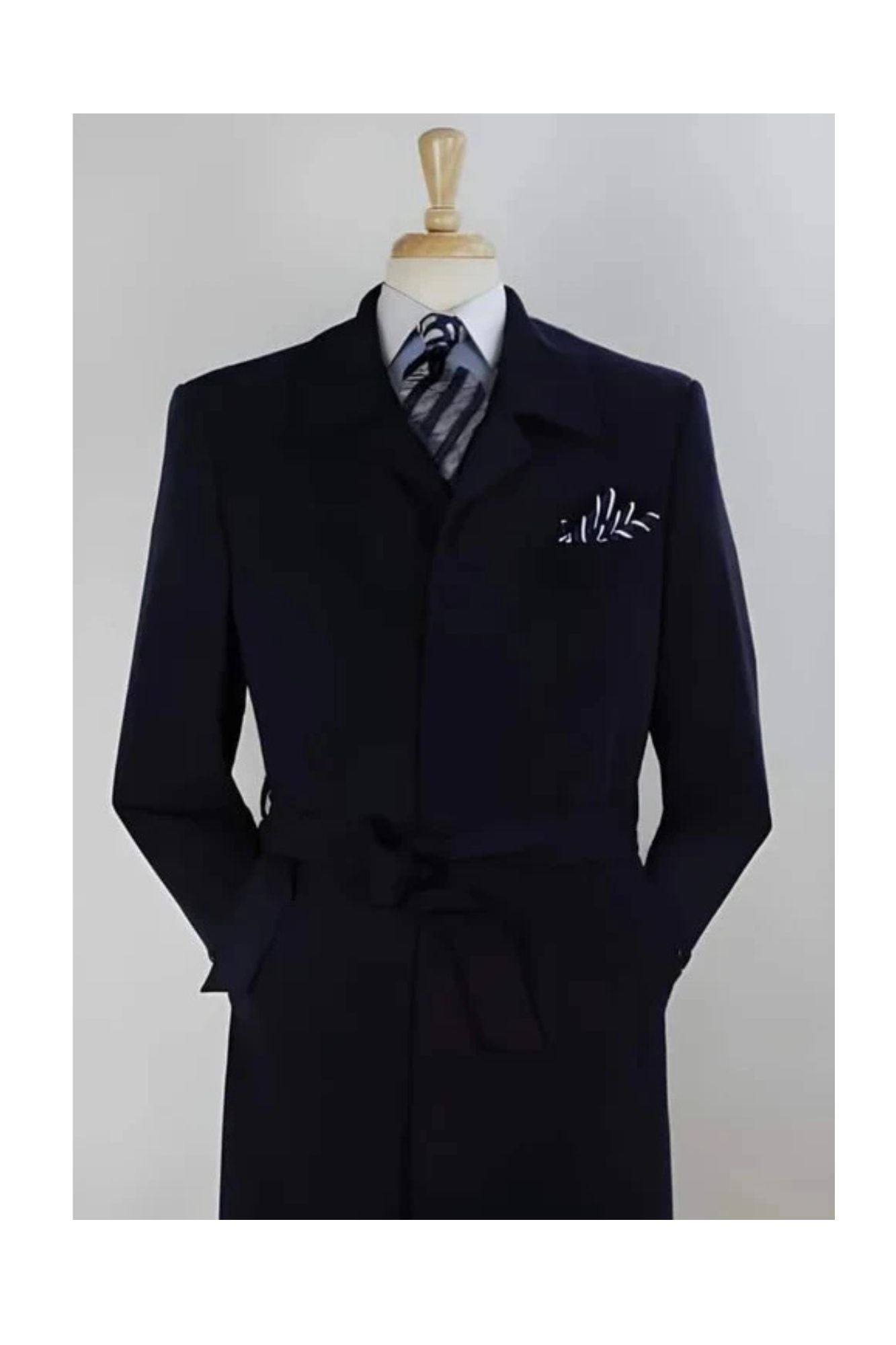 Mens Full Length Length Top Coat - Navy