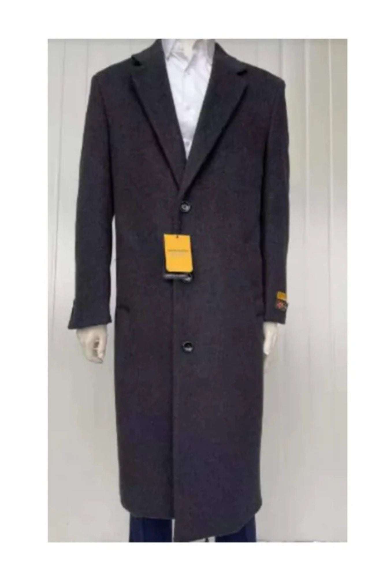 Mens Full Length Wool and Cashmere Overcoat - Winter Topcoats - Black Coat