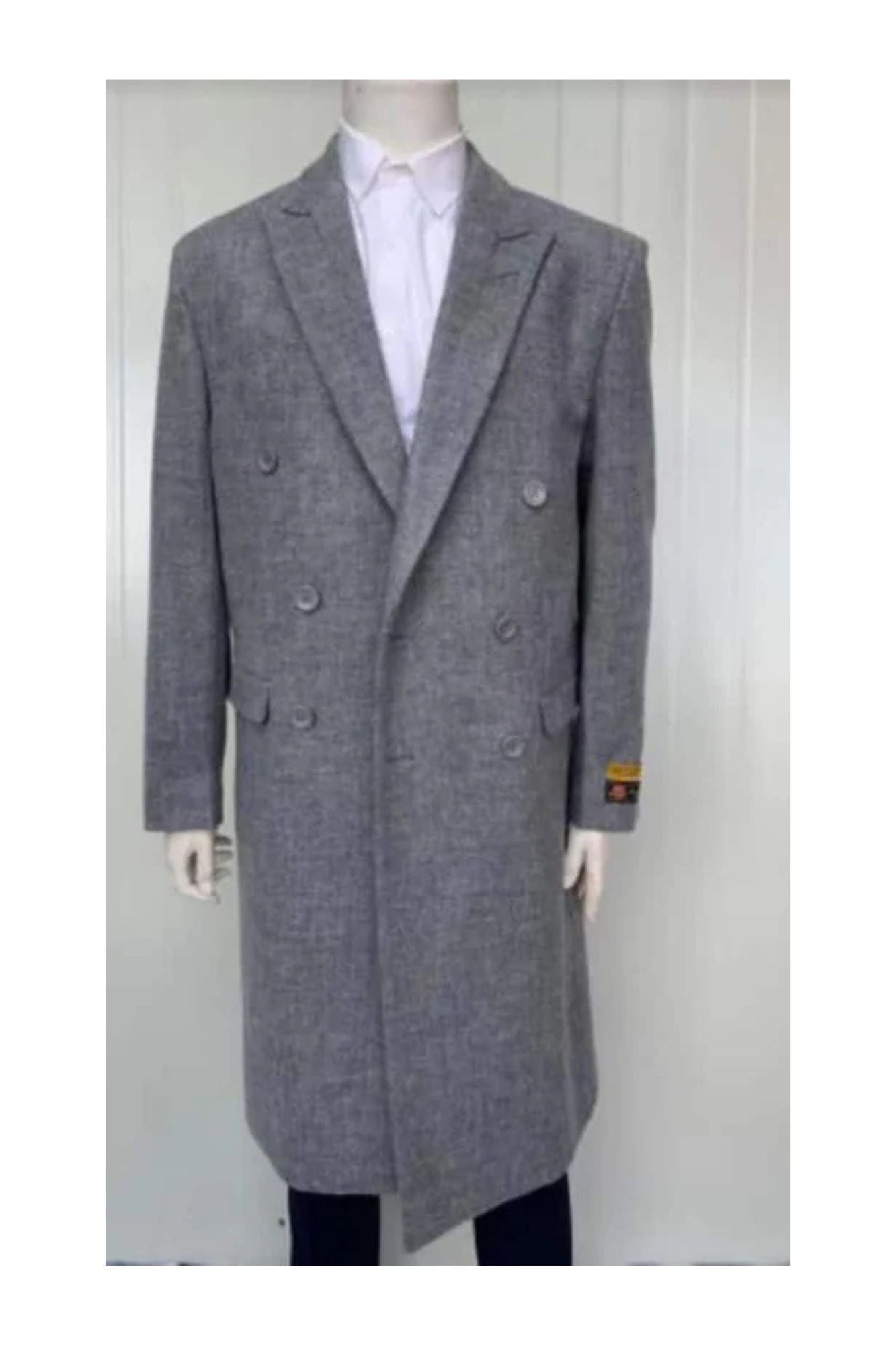 Mens Full Length Wool and Cashmere Overcoat - Winter Topcoats - Grey Coat - Coat Size 38