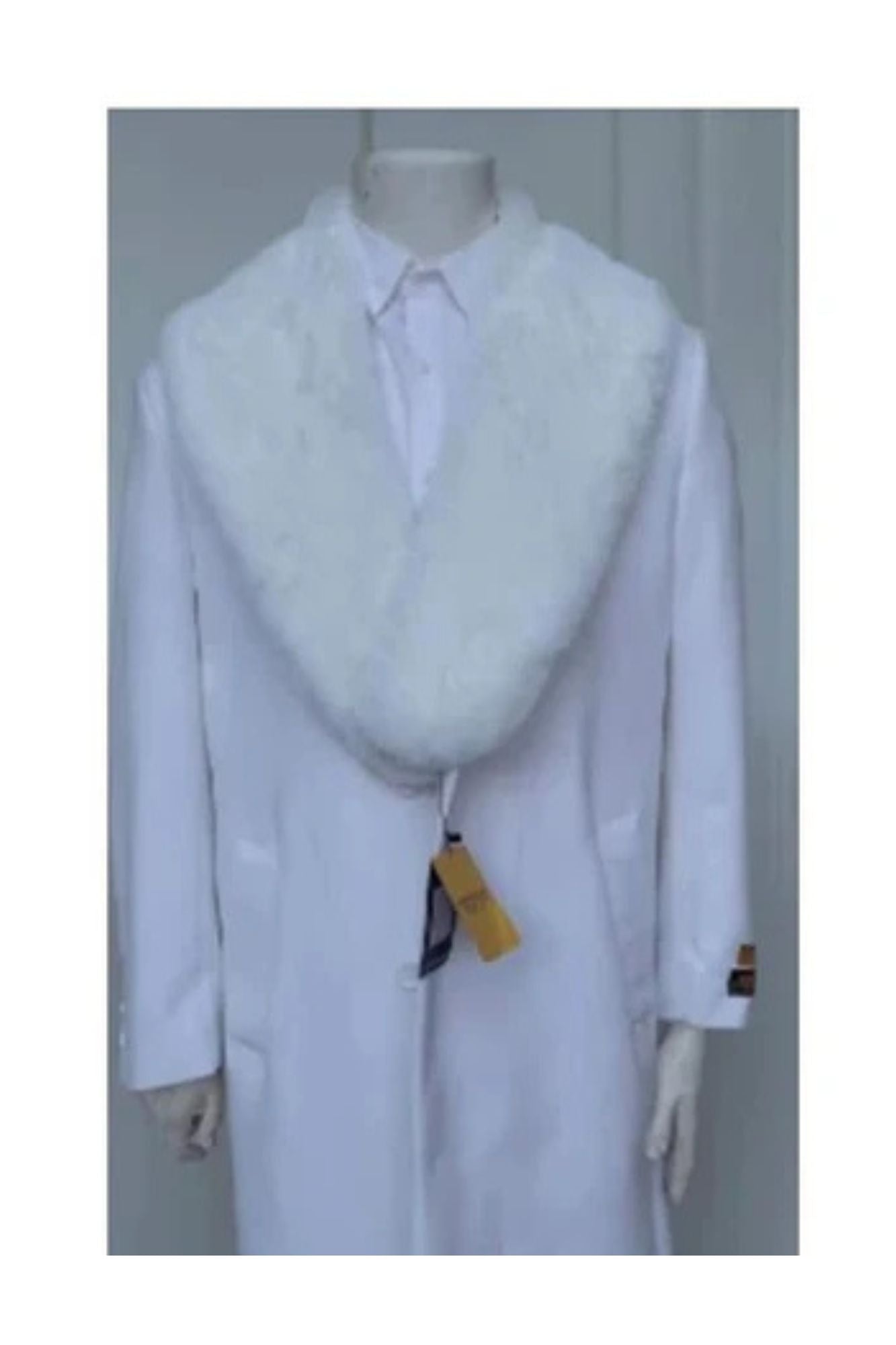 Mens Full Length Wool and Cashmere Overcoat - Winter Topcoats - White Coat