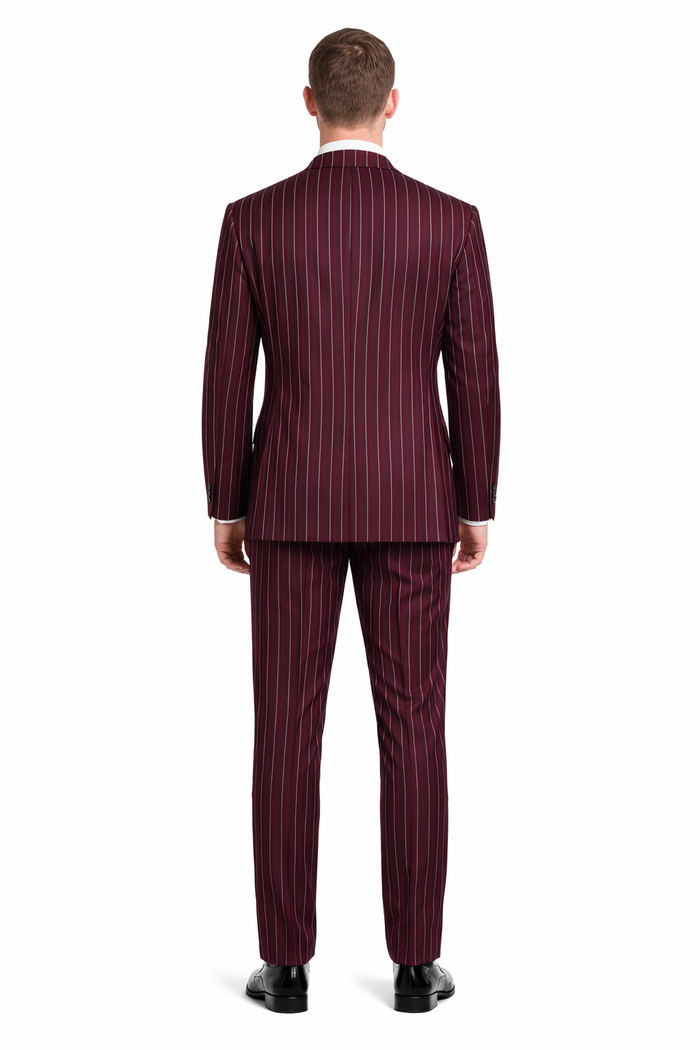 Men's Gangster Bold PinStripe Stripe Chalk Pinstripe Vested 3 Piece Fashion Suit 1920;s 30s Fashion in 10 Colors-New Designer Collection