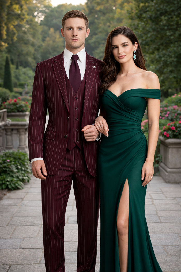 Men's Gangster Bold PinStripe Stripe Chalk Pinstripe Vested 3 Piece Fashion Suit 1920;s 30s Fashion in 10 Colors-New Designer Collection