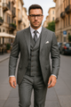 Mens Gangster Pinstripe 2 Button Double Breasted Vest  homecoming Suit in Grey