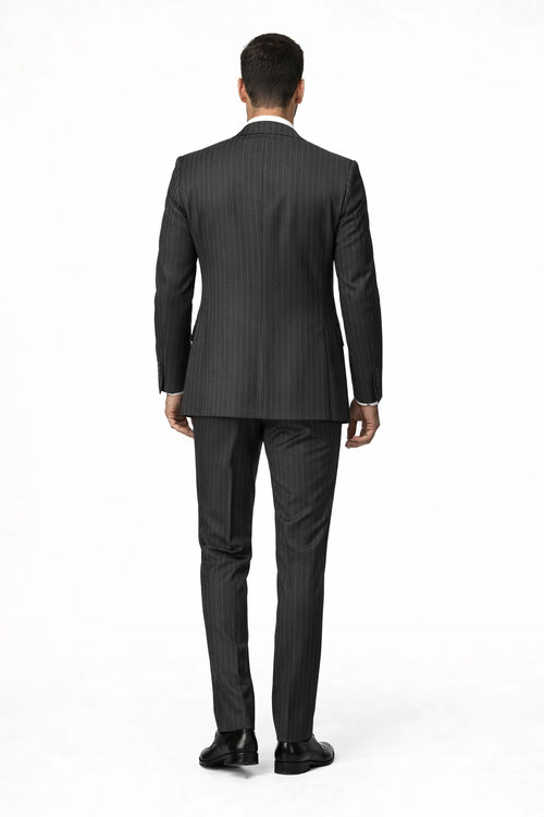 Mens Gangster Pinstripe 2 Button Double Breasted Vest Suit in Navy