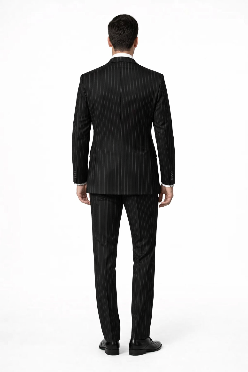 Mens Gangster Pinstripe 2 Button Double Breasted Vest Suit in Navy - 38 Short Jacket+32 Waist Adjustable 28to34)(Height: 5 4 to5 7 )(Neck  15-16.5)S-M)