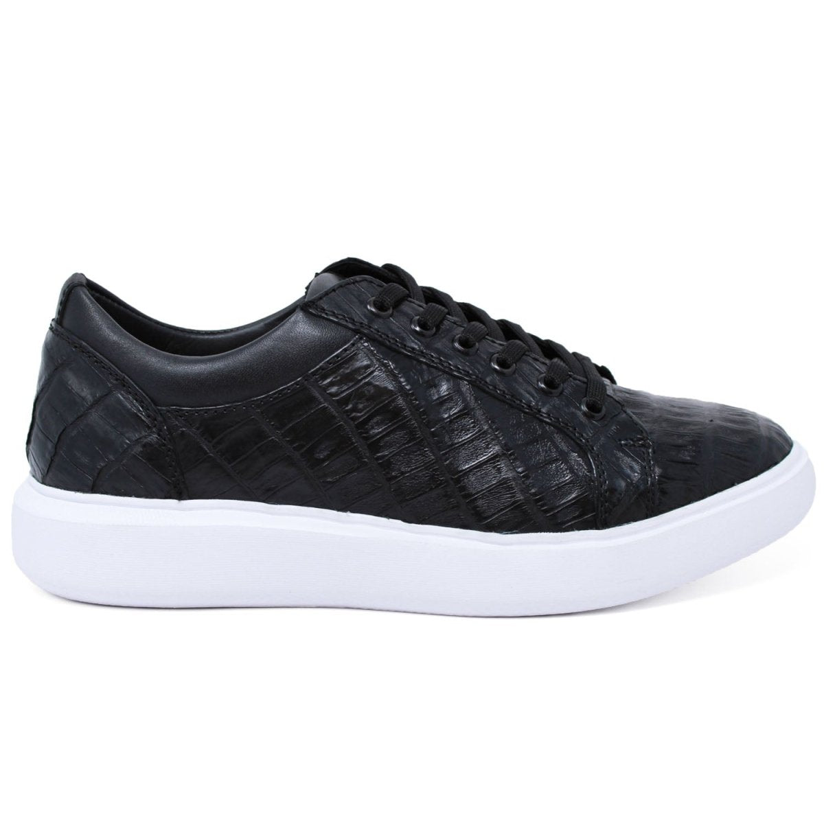 Men's Genuine Full Caiman Belly Skin Sneakers - Black - 6