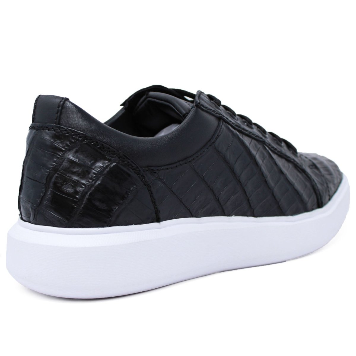 Men's Genuine Full Caiman Belly Skin Sneakers - Black - 6