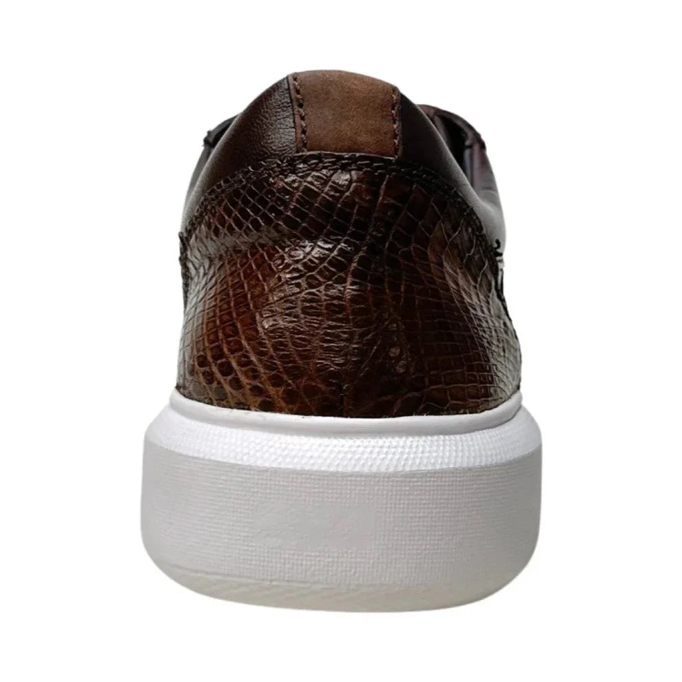 Men's Genuine Full Caiman Belly Skin Sneakers - Brown - 6