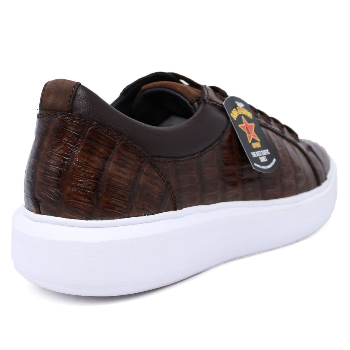 Men's Genuine Full Caiman Belly Skin Sneakers - Brown - 6