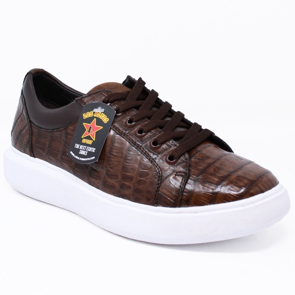 Men's Genuine Full Caiman Belly Skin Sneakers - Brown - 6
