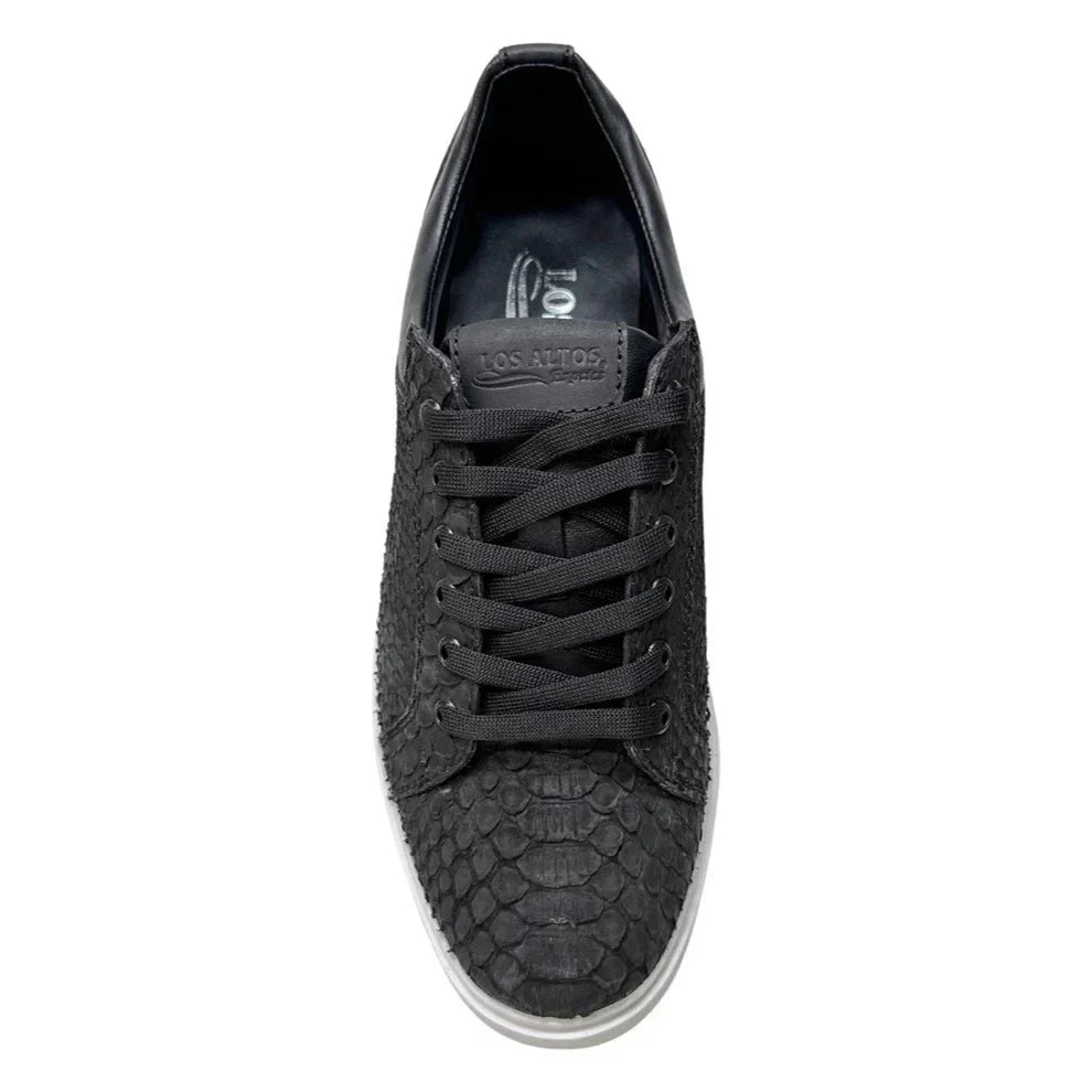 Men's Genuine Full Python Skin Sneakers - Black - 6