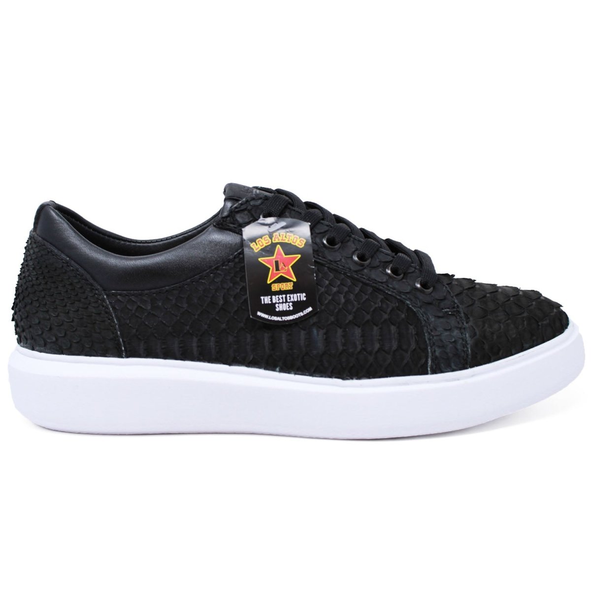 Men's Genuine Full Python Skin Sneakers - Black - 6