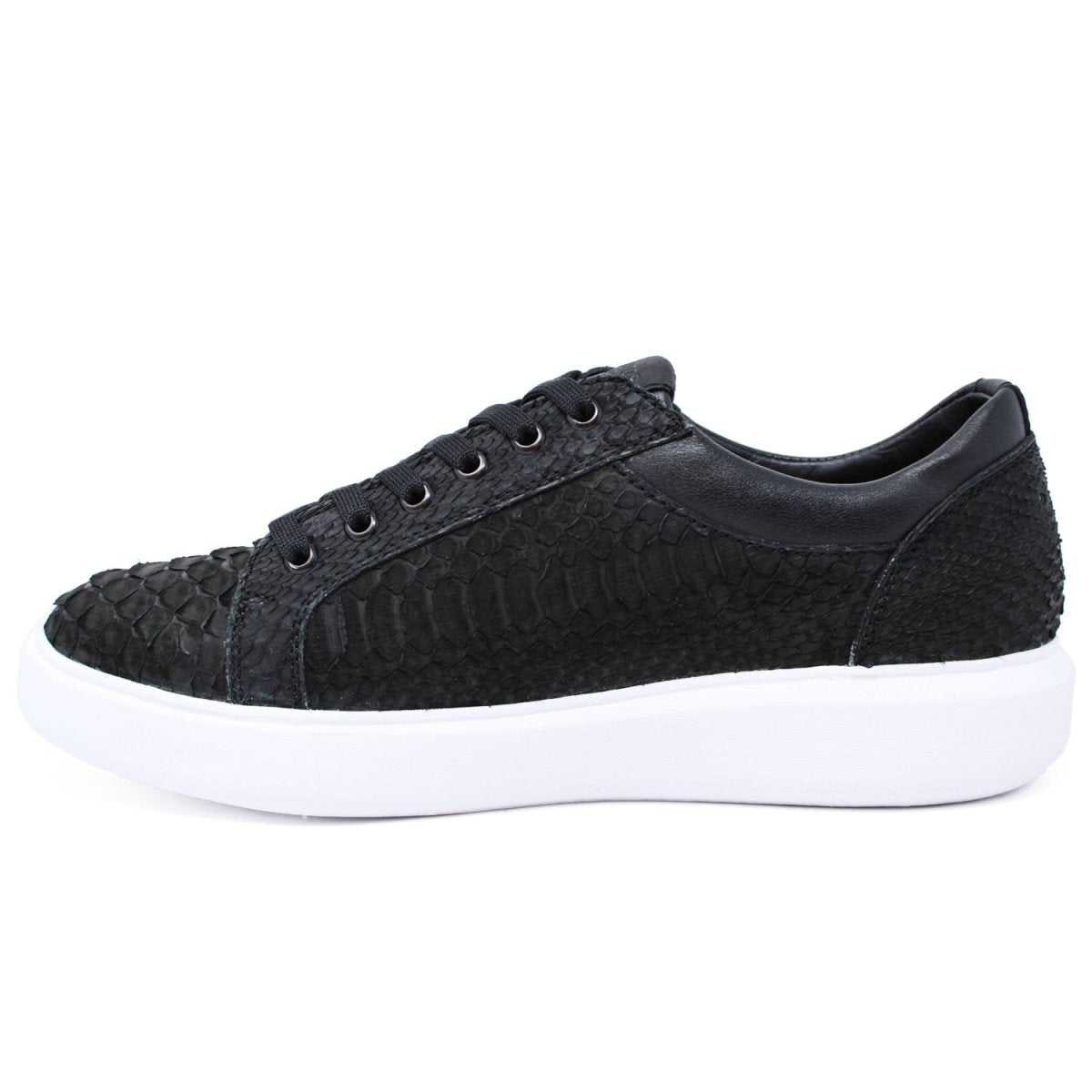 Men's Genuine Full Python Skin Sneakers - Black - 6