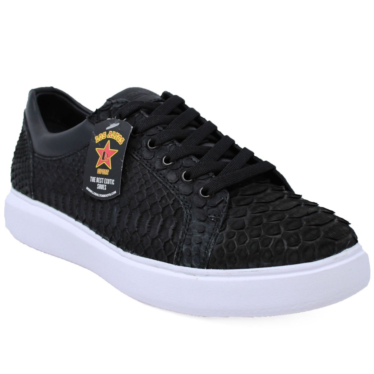 Men's Genuine Full Python Skin Sneakers - Black - 6