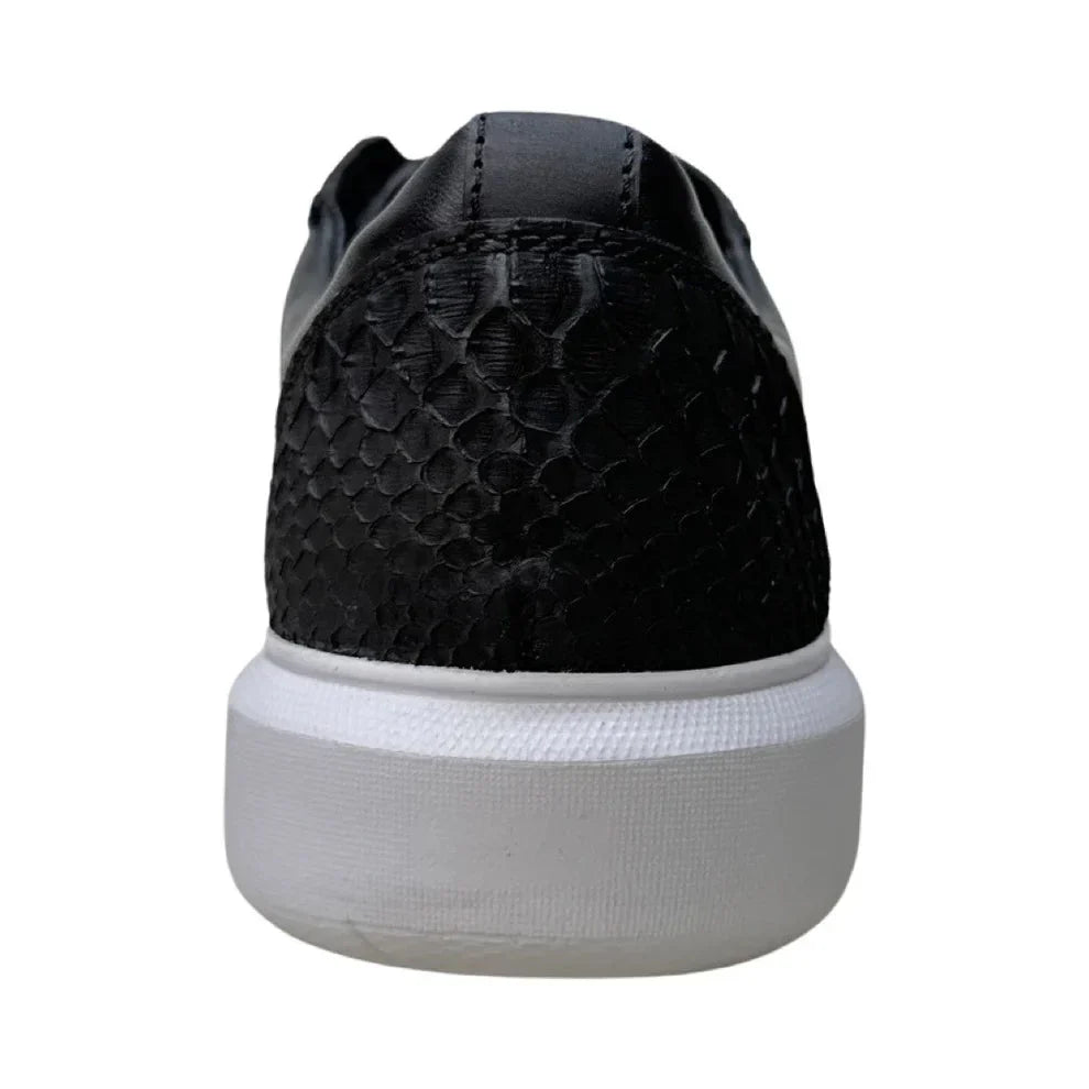 Men's Genuine Full Python Skin Sneakers - Black - 6