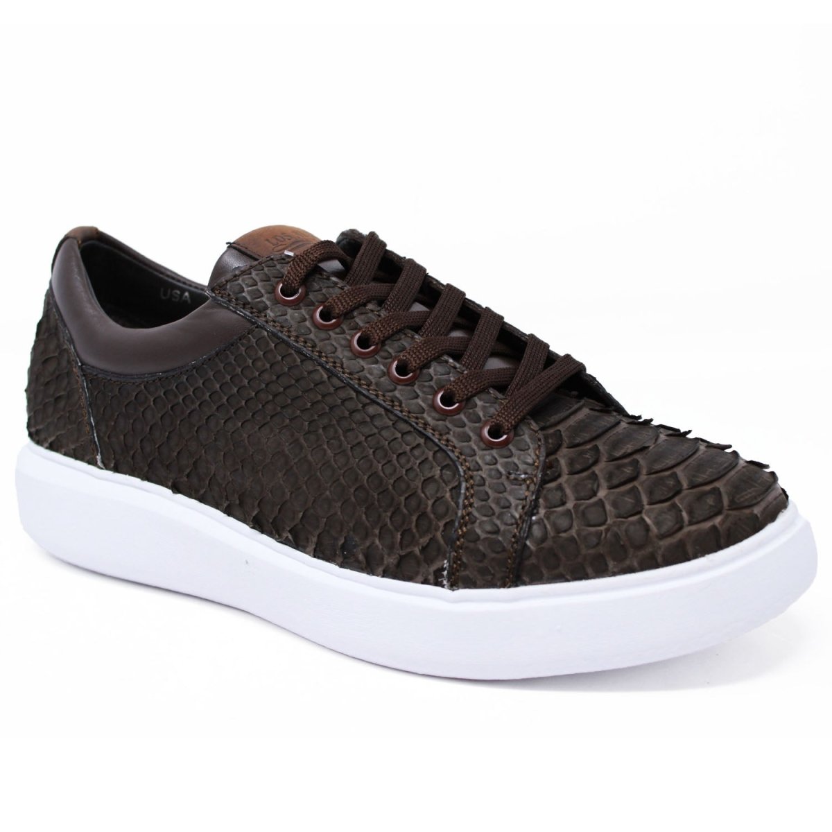 Men's Genuine Full Python Skin Sneakers - Brown - 6