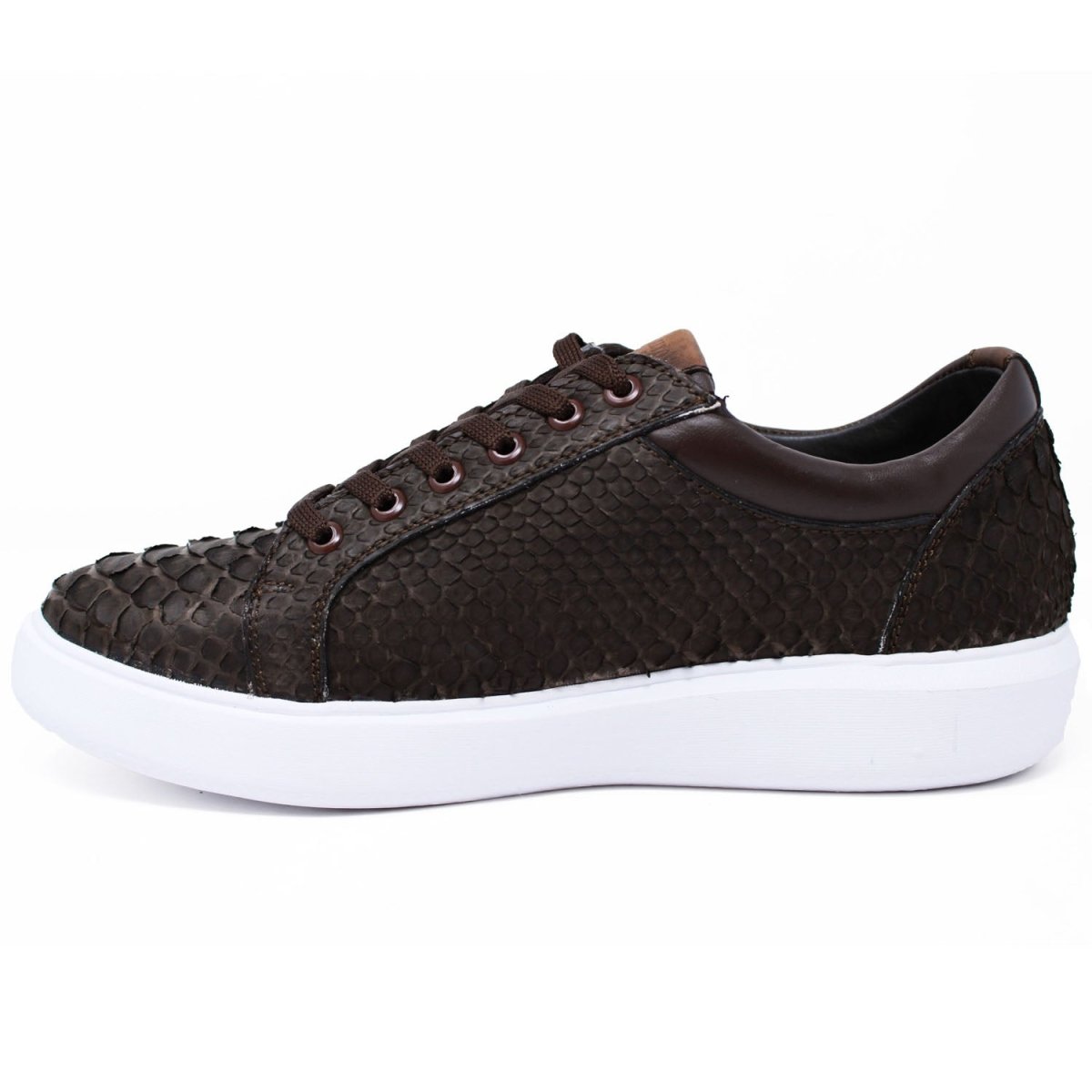 Men's Genuine Full Python Skin Sneakers - Brown - 6