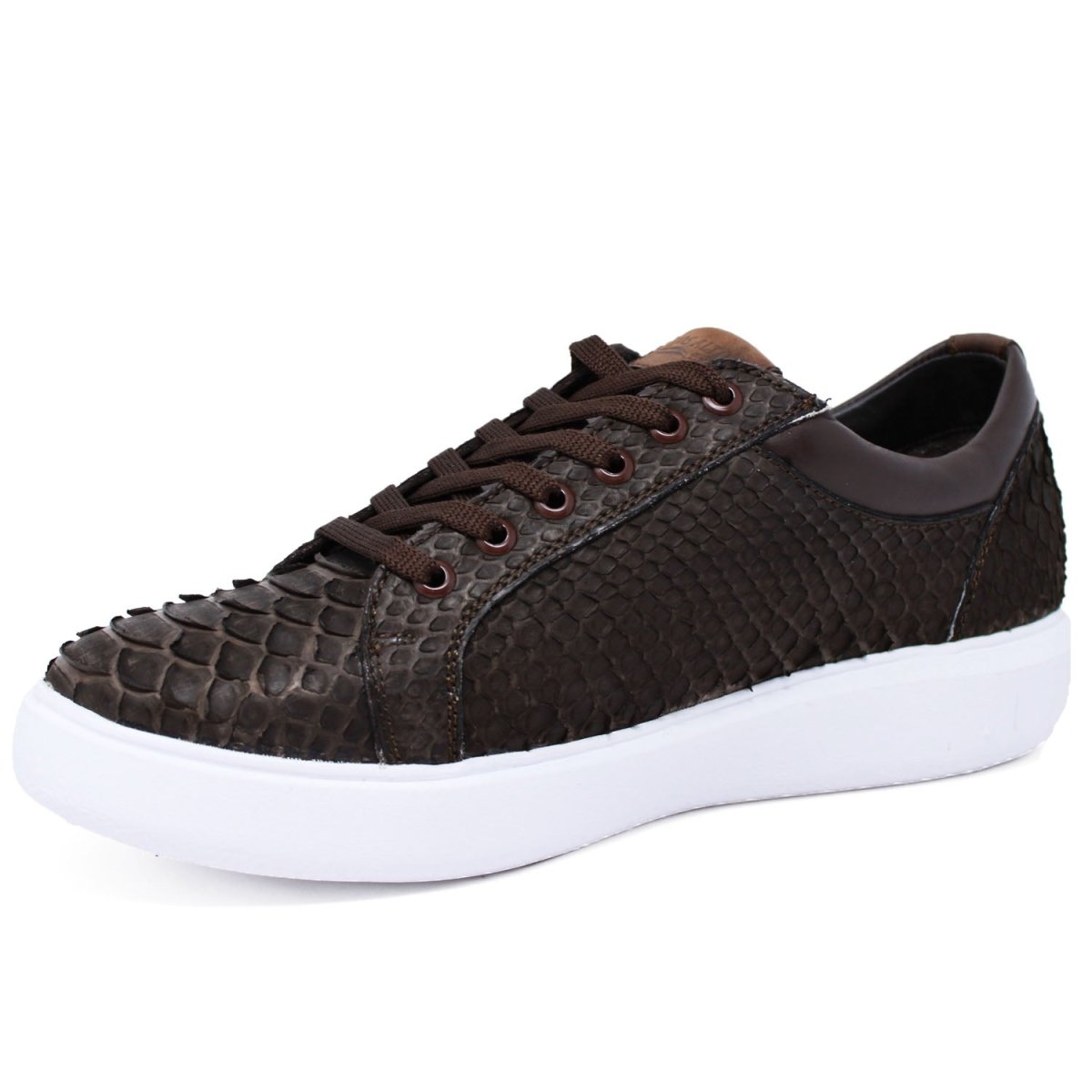 Men's Genuine Full Python Skin Sneakers - Brown - 6