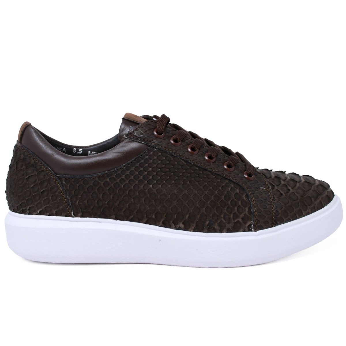 Men's Genuine Full Python Skin Sneakers - Brown - 6