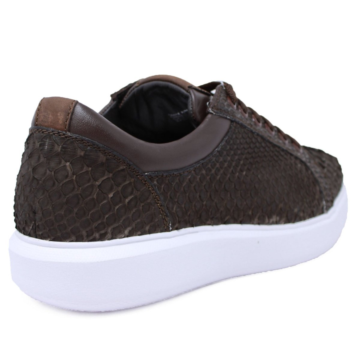 Men's Genuine Full Python Skin Sneakers - Brown - 6