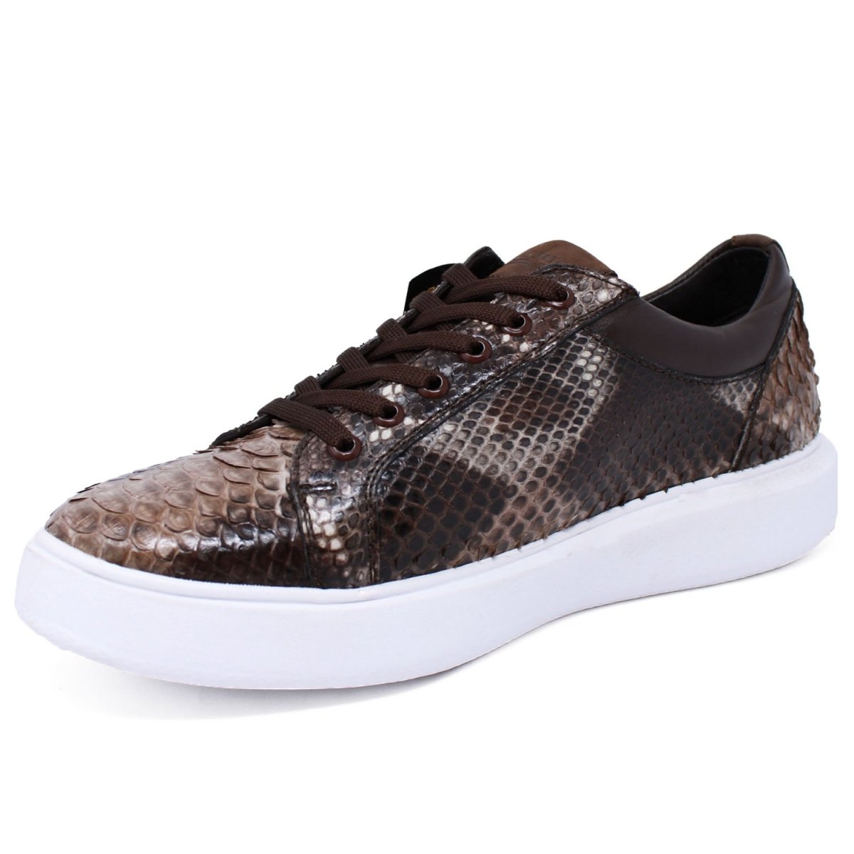 Real Python Shoes Men's Genuine Full Python Skin Sneakers - Rustic Brown