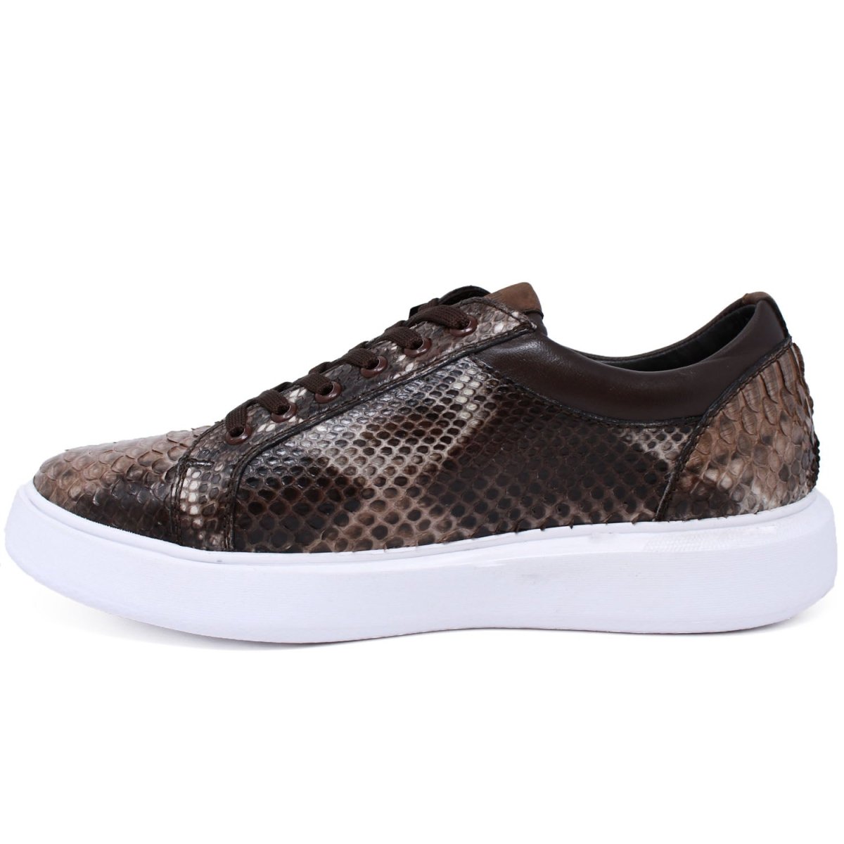 Men's Genuine Full Python Skin Sneakers - Rustic Brown - 6