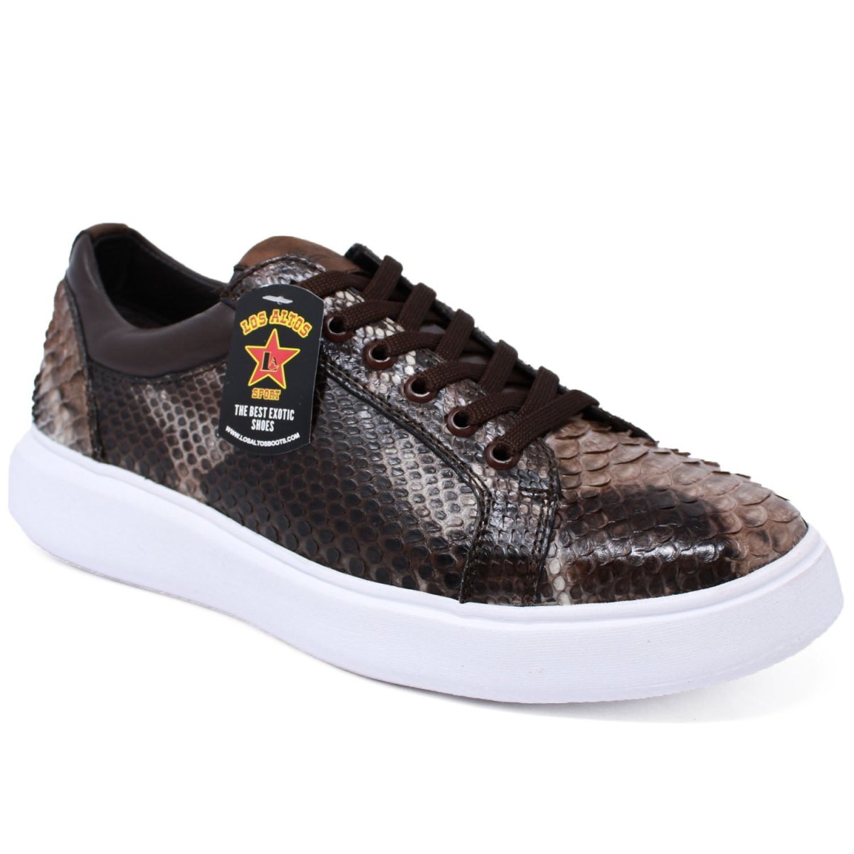 Men's Genuine Full Python Skin Sneakers - Rustic Brown - 6