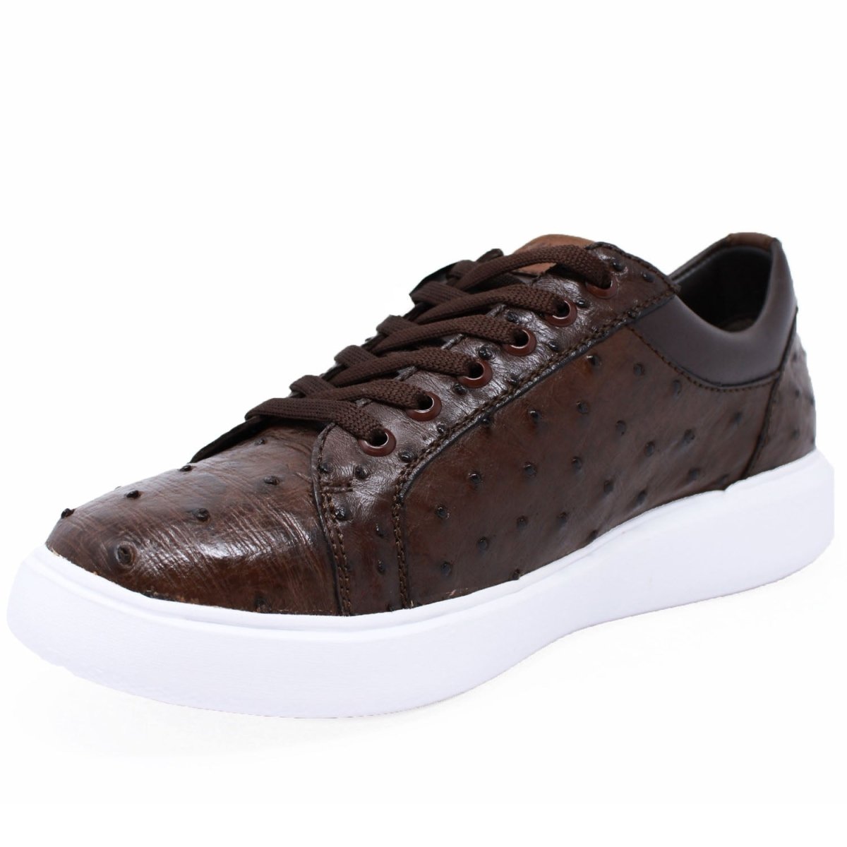 Men's Genuine Full Quill Ostrich Leather Sneakers - Brown - 6