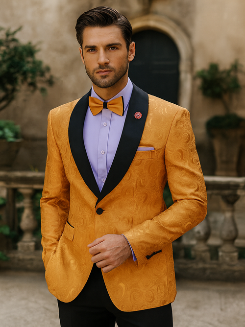 Luxury Gold Dinner Jacket for Men Stylish Tuxedo Outfit