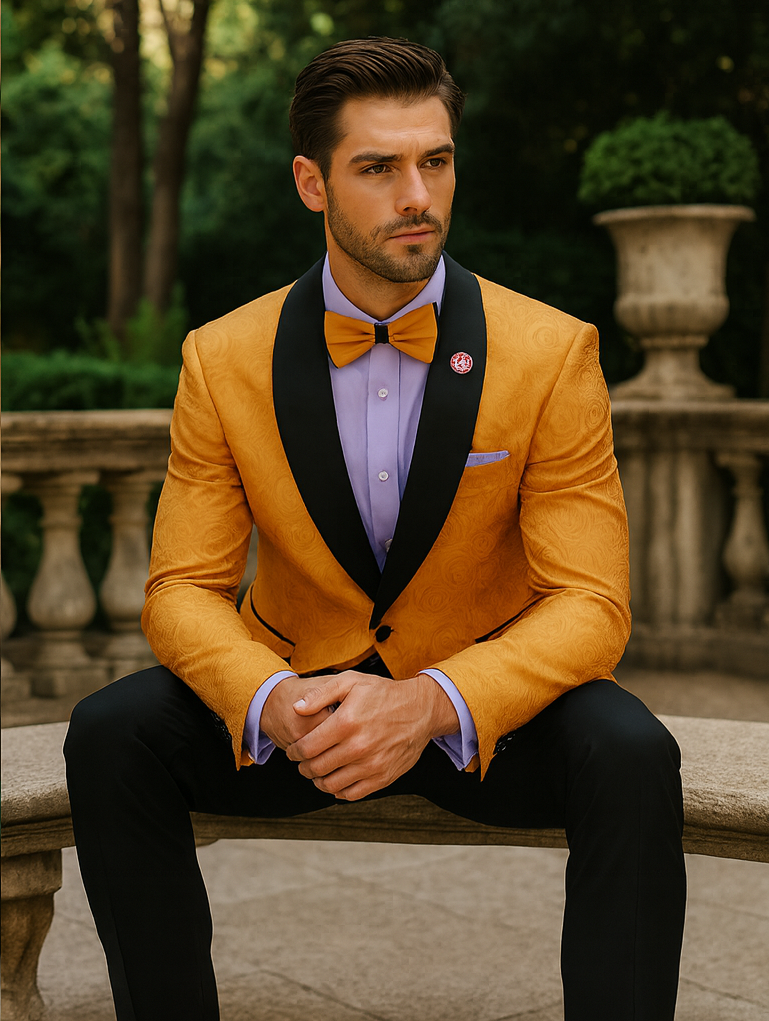 Luxury Gold Dinner Jacket for Men â€“ Stylish Tuxedo Outfit - 34 Short or Extra Small