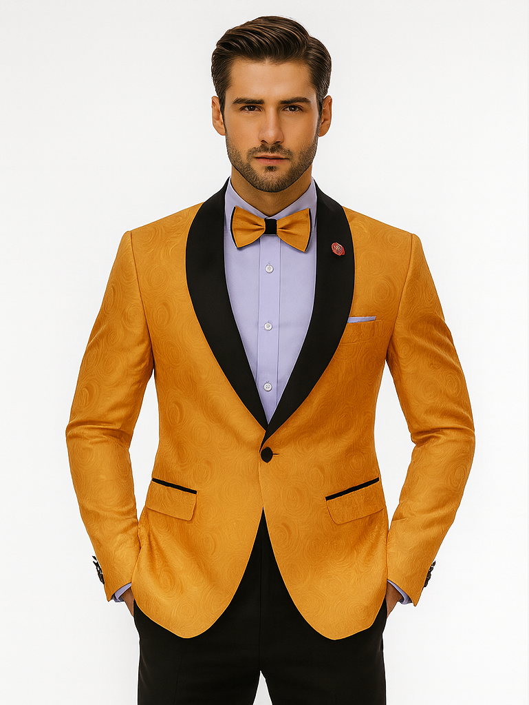 Luxury Gold Dinner Jacket for Men – Stylish Tuxedo Outfit - 34 Short or Extra Small