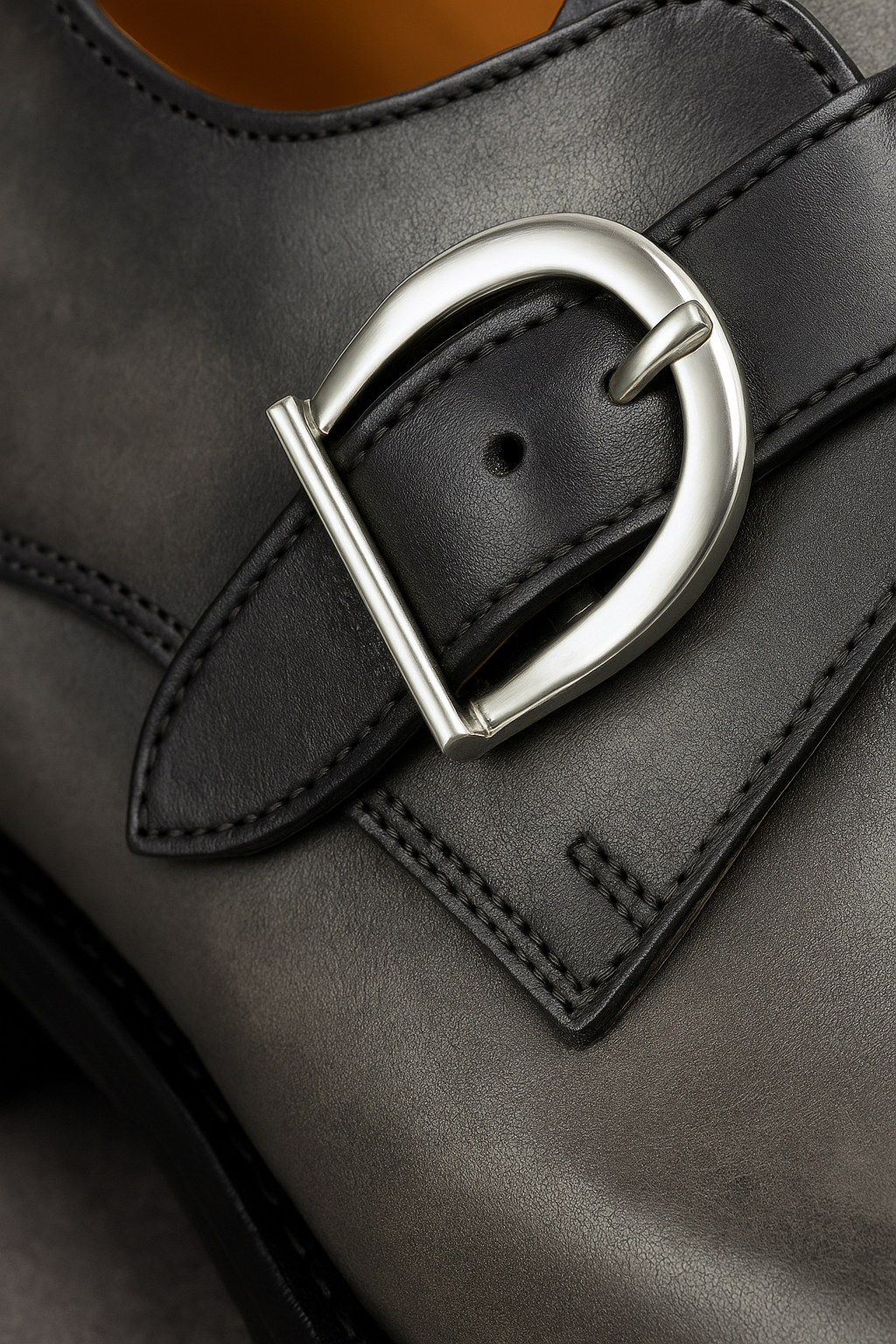 Mens Carrucci Classic Leather Fade Single D-Buckle Monk Strap Dress Shoe in Chestnut - 7