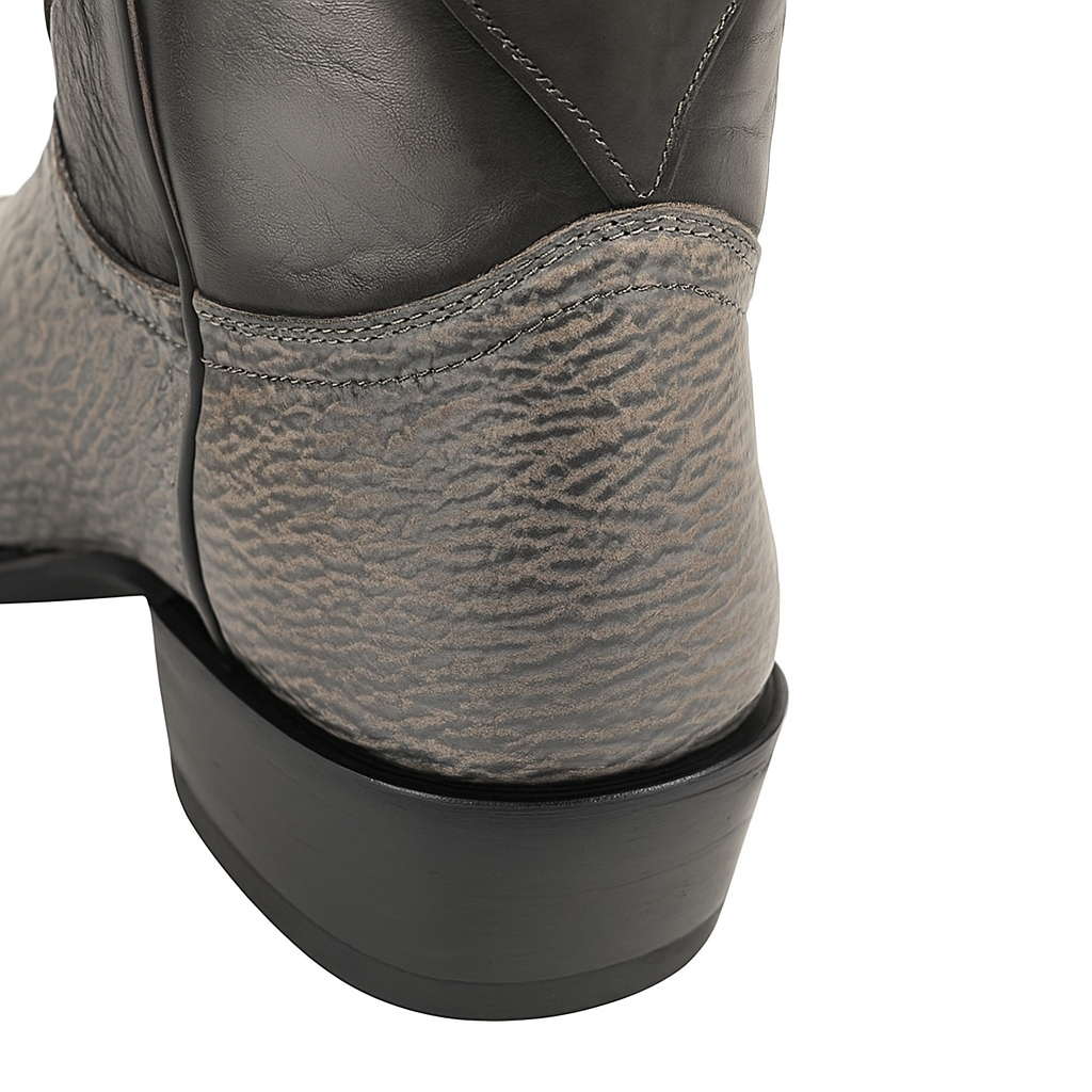 Men's King Exotic Snip Toe Sharkskin Boots Handcrafted Gray (494R0909) - 6 E