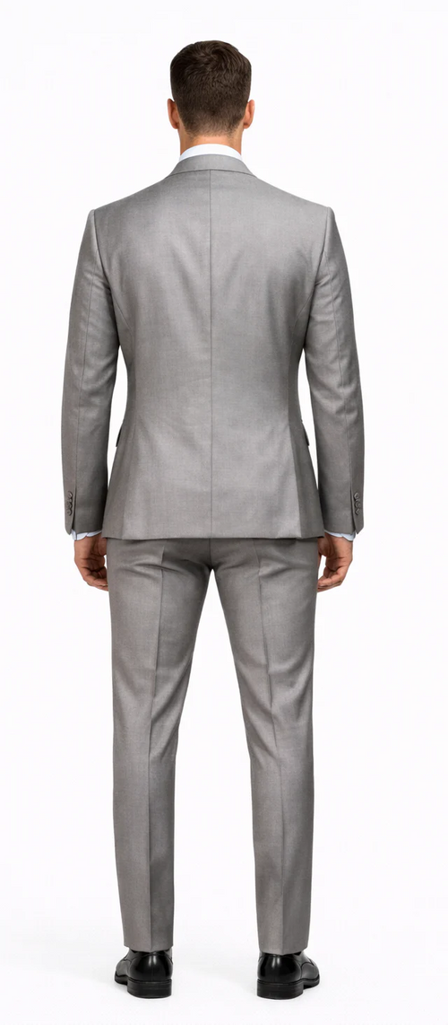 Men's Gray Slim Fit 3-Piece Suit by Rossiman With Vest & Tailored Trousers