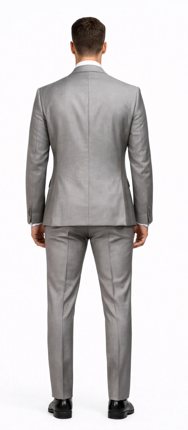Men's Gray Slim Fit 3-Piece Suit by Rossiman â€“ With Vest & Tailored Trousers - 38 Short Jacket+32 Waist Adjustable 28to34)(Height: 5’4”to5’7”)(Neck 15-16.5)S-M)