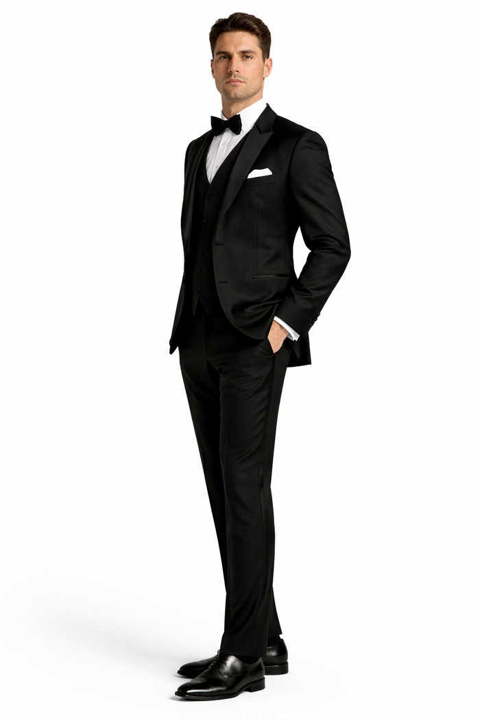 Mens Great Gatsby | Leonardo Discaprio Vested Black 2 button  Tuxedo