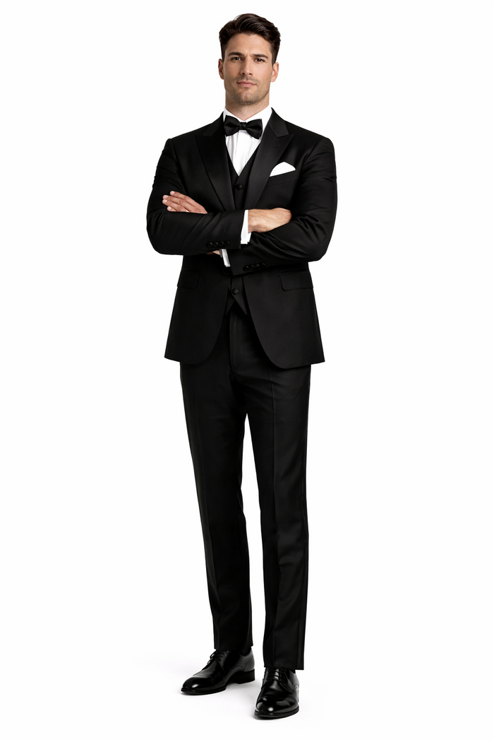 Mens Great Gatsby | Leonardo Discaprio Vested Black 2 button  Tuxedo