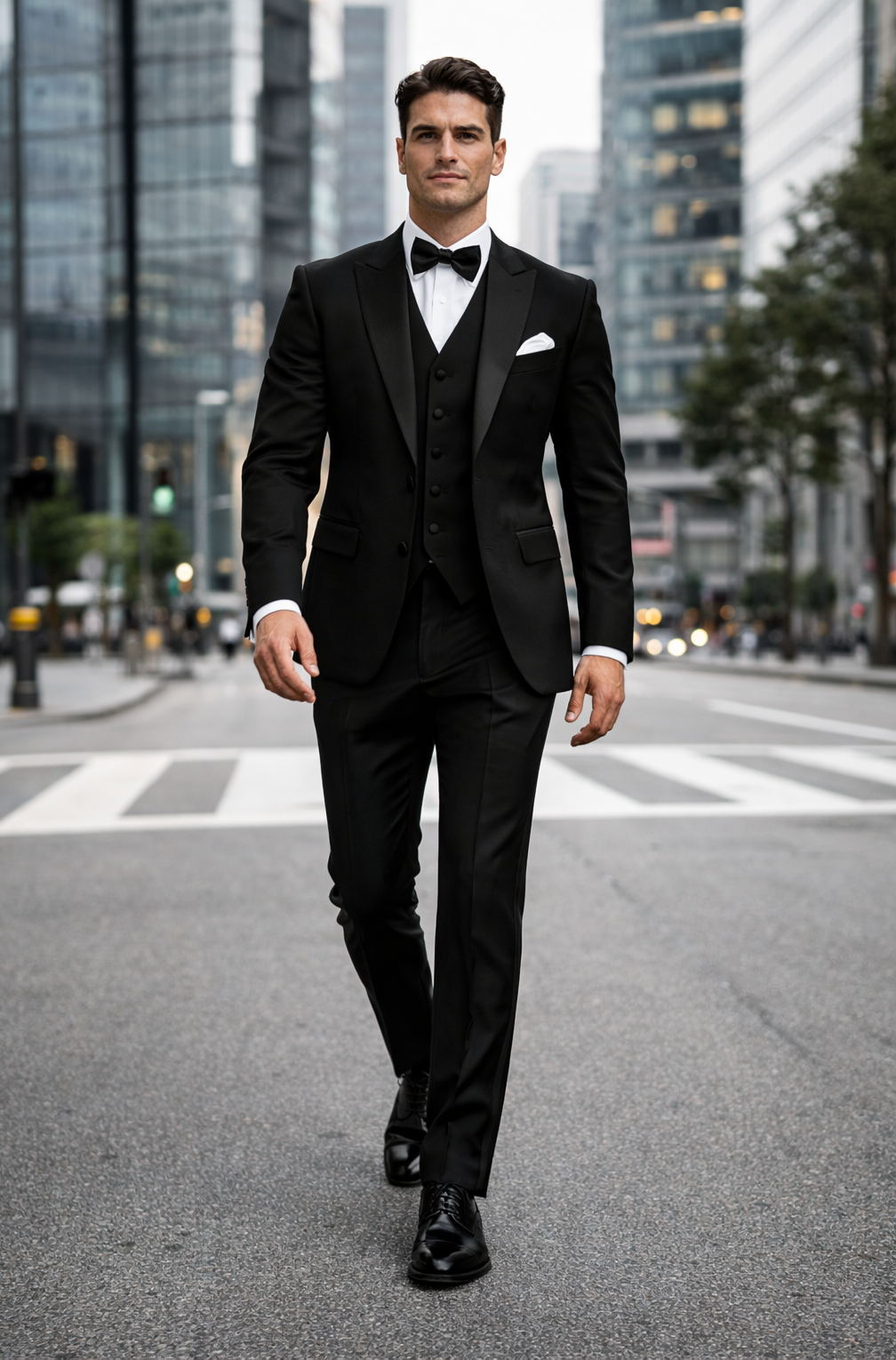 Mens Great Gatsby | Leonardo Discaprio Vested Black 2 button  Tuxedo