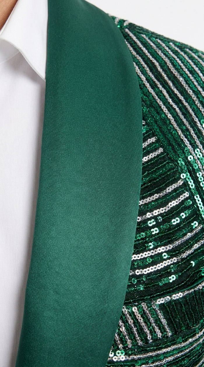 Mens Green Sequin Christmas Holiday Blazer – Luxury Party Jacket for New Year, Wedding and Festive Events New Year Jacket